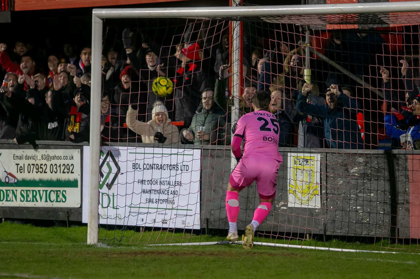 Salisbury keeper Dan Lincoln can't keep out Richie Hamill's strike as Sittingbourne take the lead. Picture: Ian Scammell