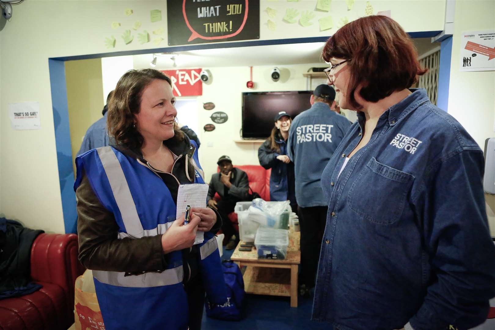 KM chief reporter Angela Cole talks to pastor Michelle during a night out with the team