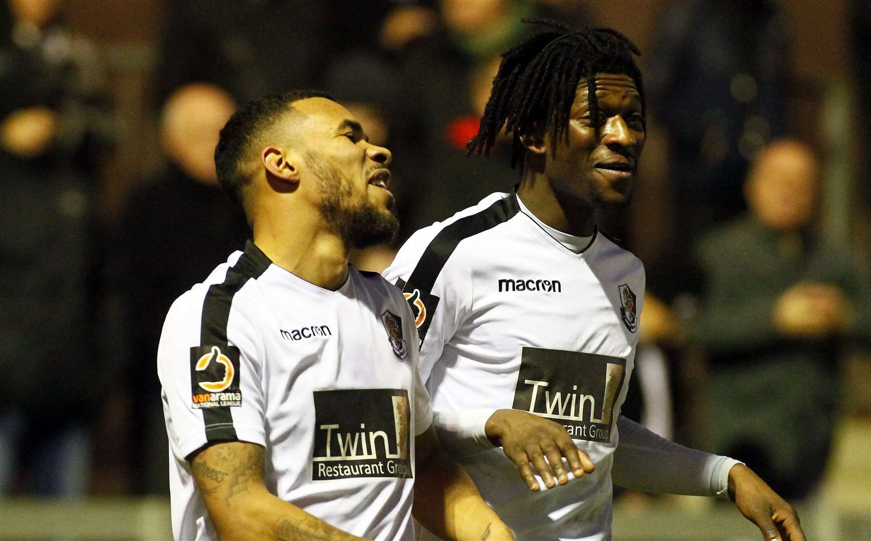 Phil Roberts celebrates his winner against St Albans with Andre Coker Picture: Sean Aidan