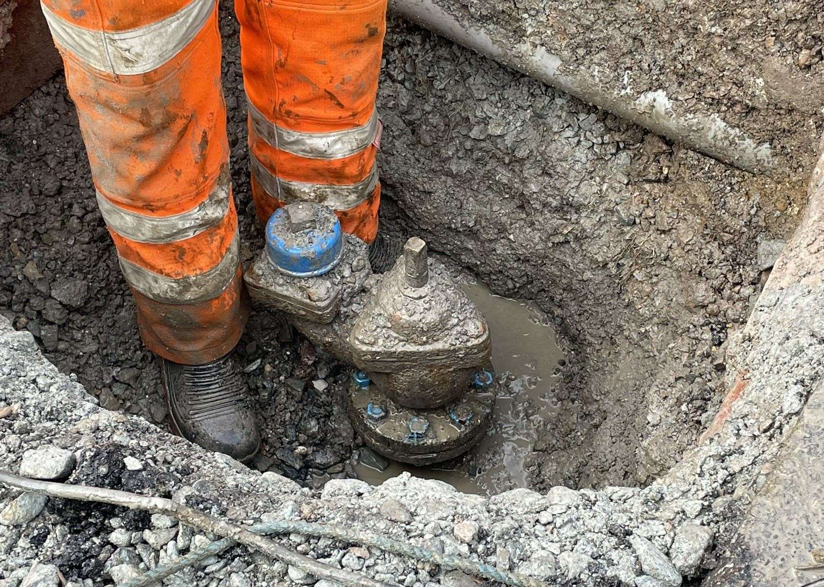 Southern Water is repairing a leaking hydrant in Sir Thomas Longley Way on the Medway City Estate. Picture: Joe Crossley