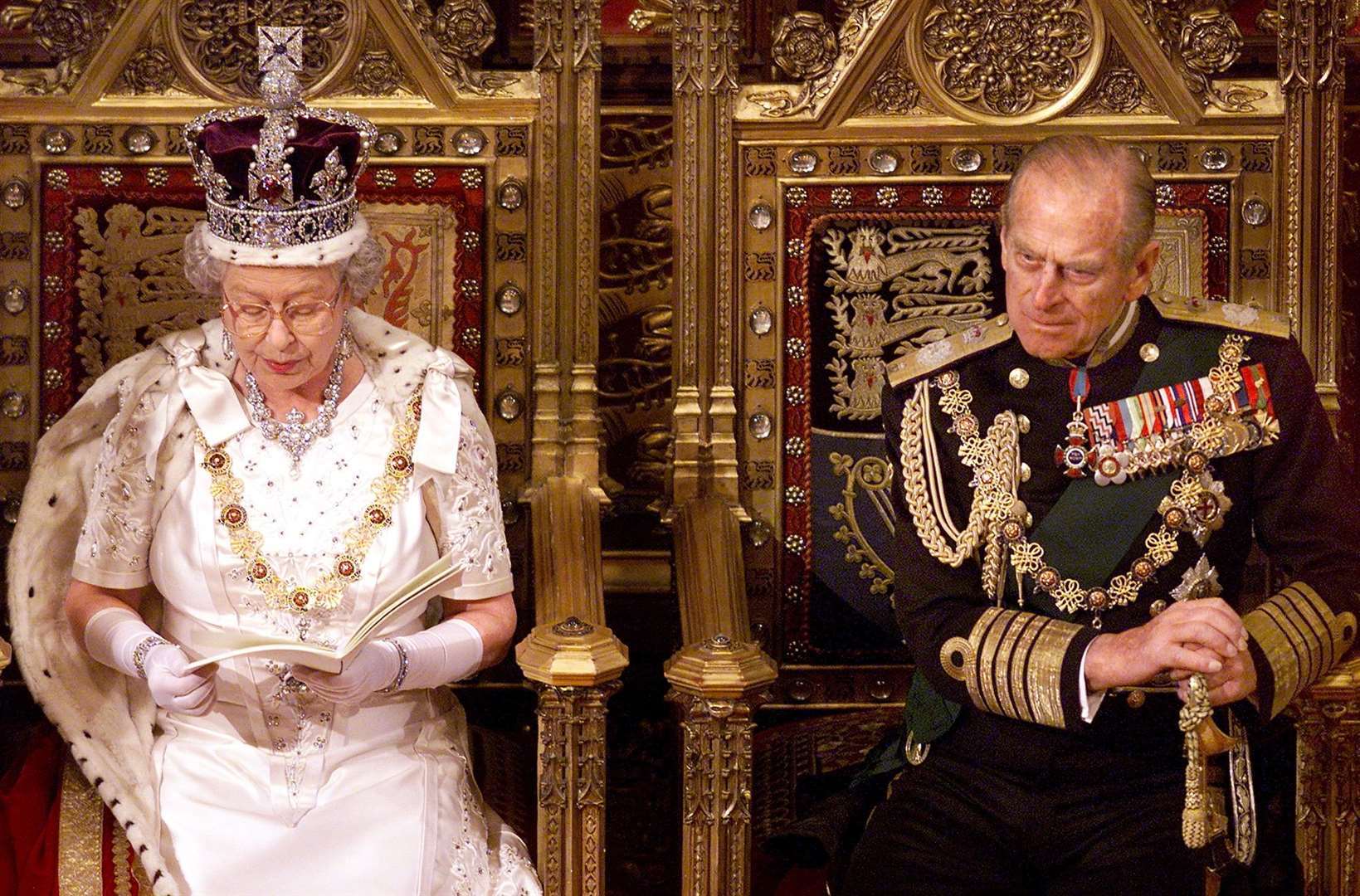 The Queen and Philip in the two thrones side by side in 1999 (PA)