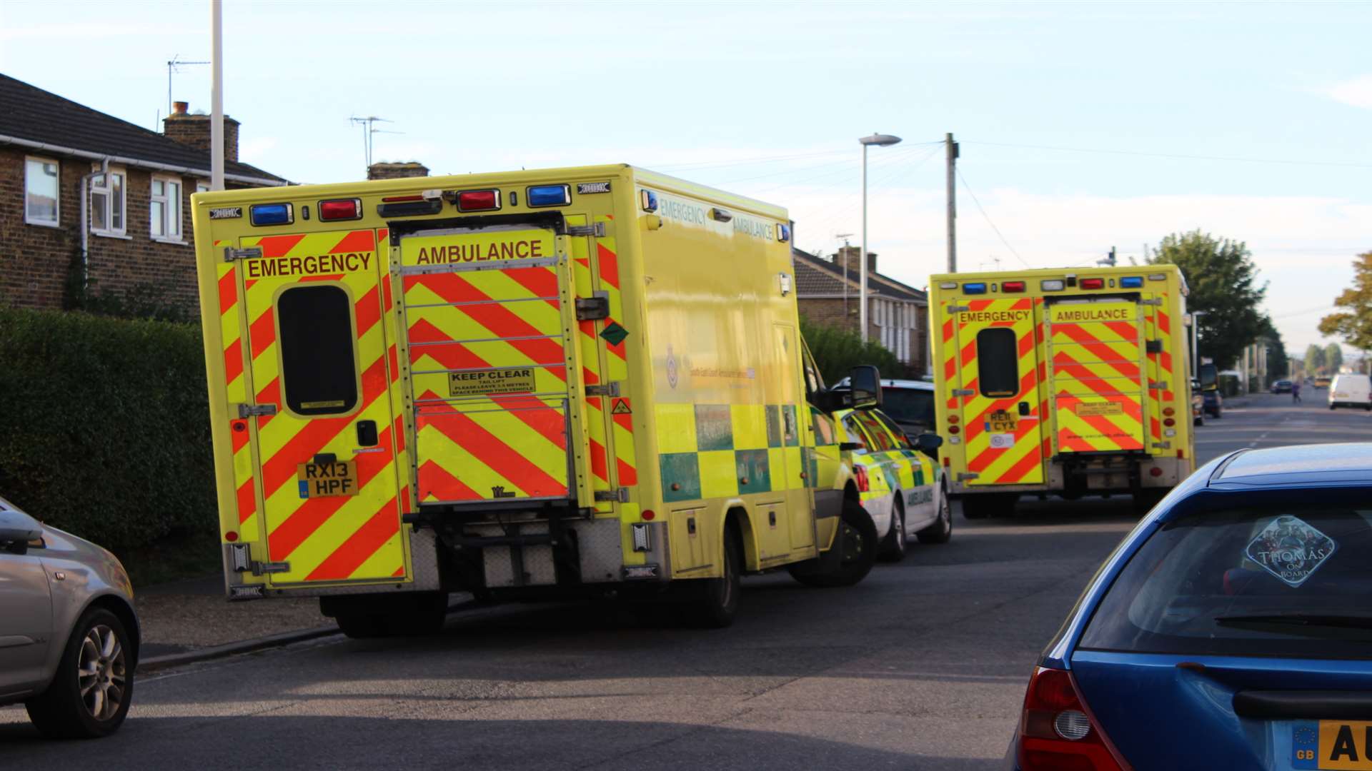 Three ambulances and an ambulance car were at the scene