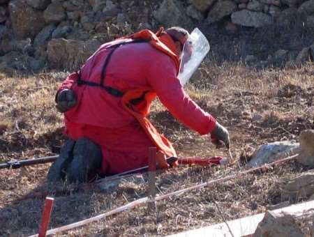 A Bactec International de-miner carries at work in Lebanon. The company was named in the international trade category.