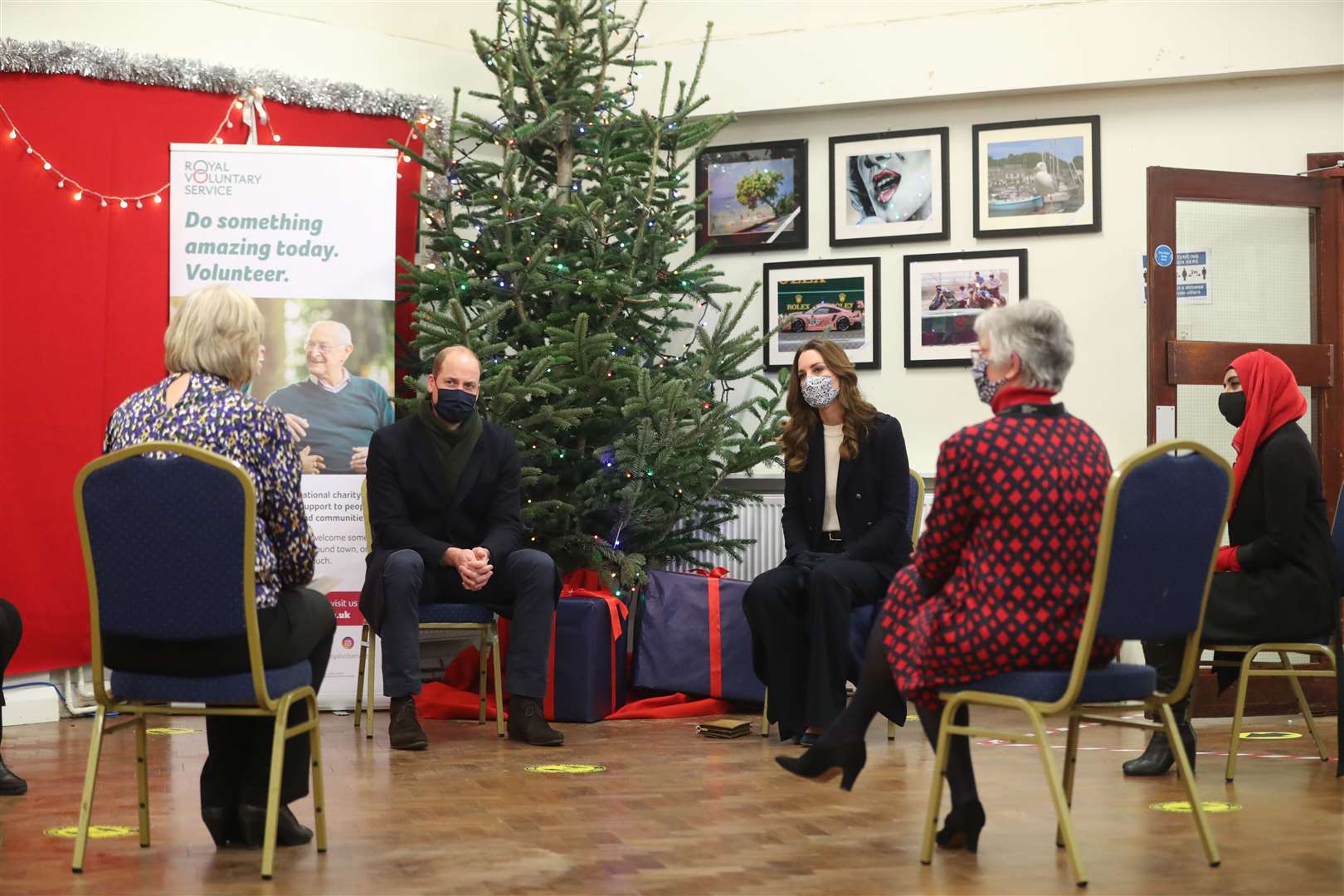 The Duke and Duchess of Cambridge at Batley Community Centre, West Yorkshire meeting volunteers who have supported elderly members of the community (Danny Lawson/PA)