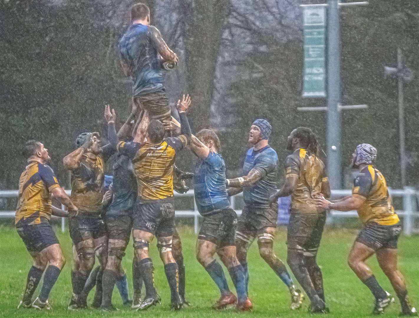 Canterbury gather the ball from a line-out. Picture: Phillipa Hilton