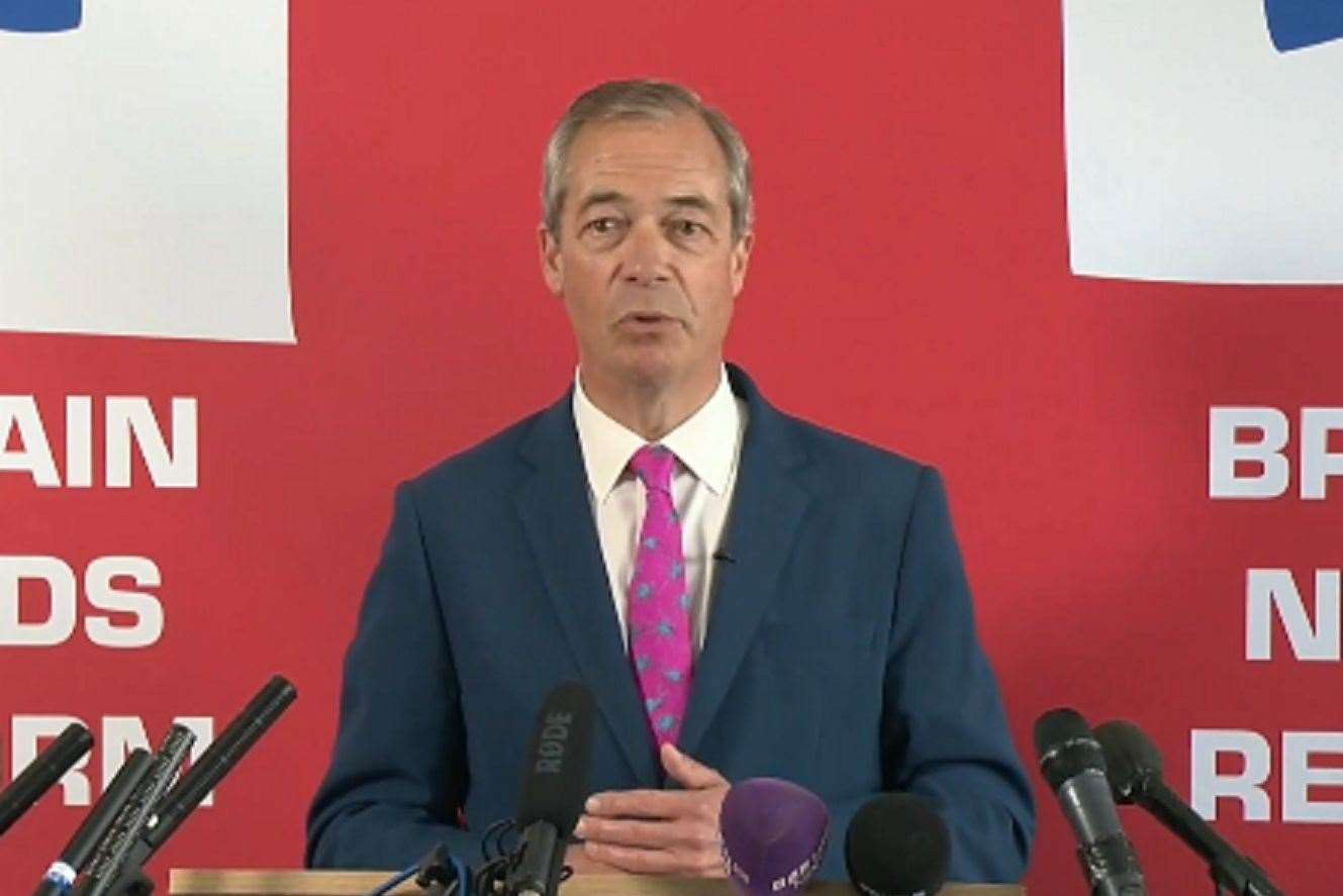 Nigel Farage speaking in Dover at the launch of Reform’s general election campaign last week