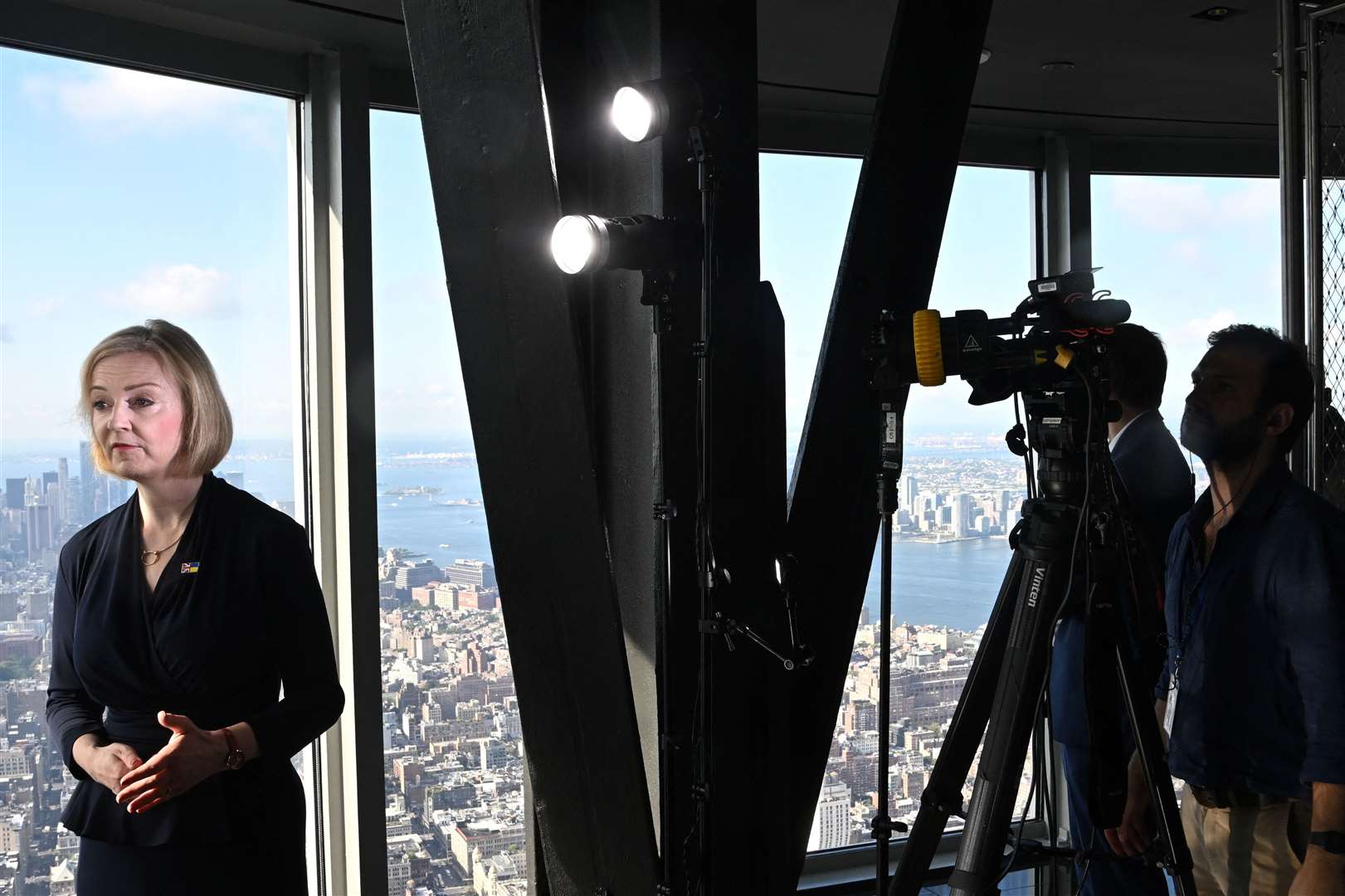 Prime Minister Liz Truss speaks to journalists at the Empire State Building in New York (Toby Melville/PA)