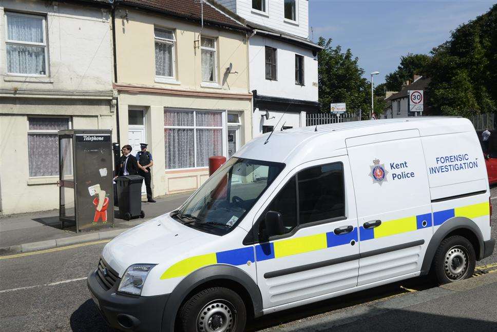 A forensics van outside the property in Tower Hamlets, Dover