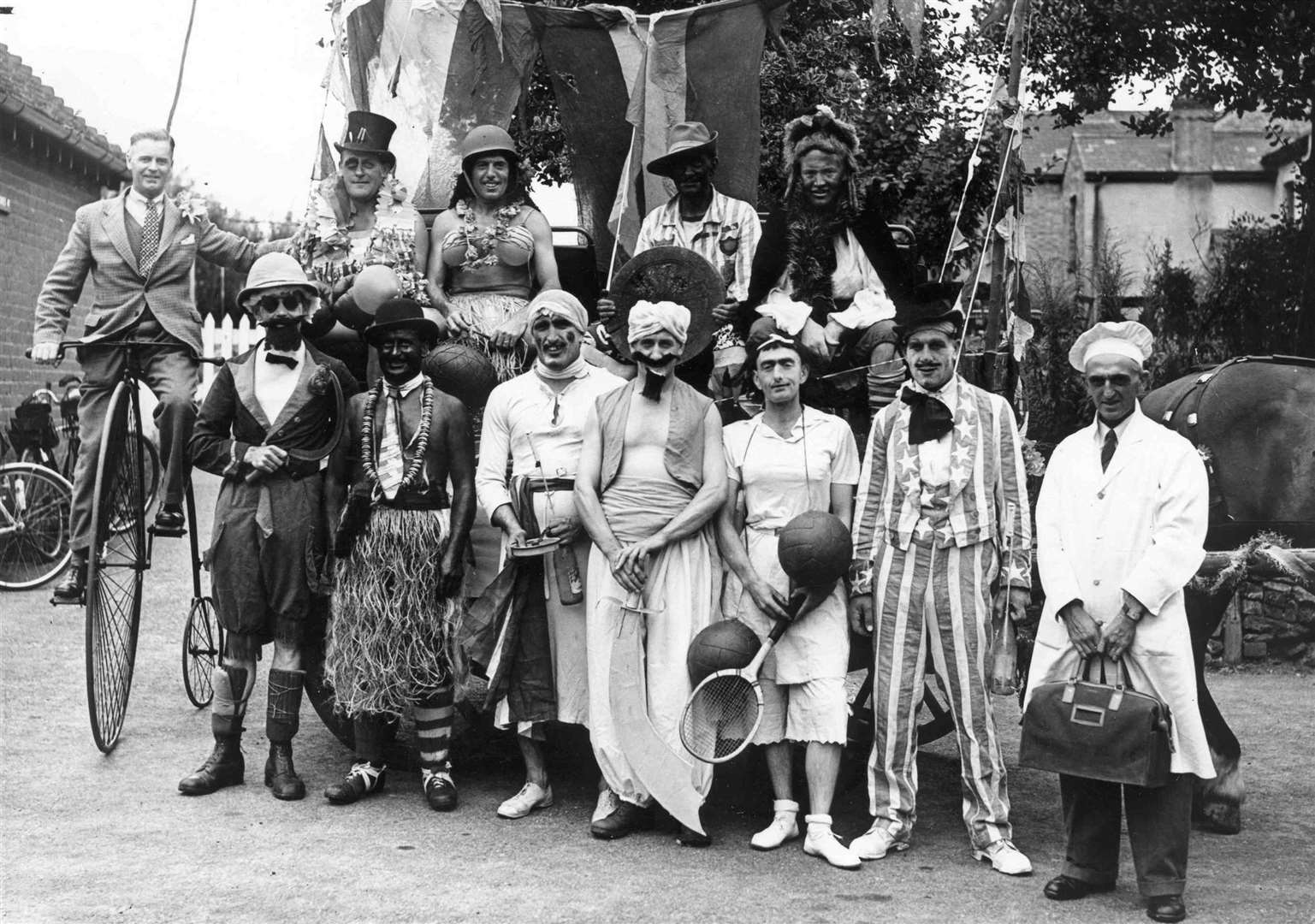 Political correctness was unknown when this group posed during Snodland Carnival celebrations in the summer of 1950