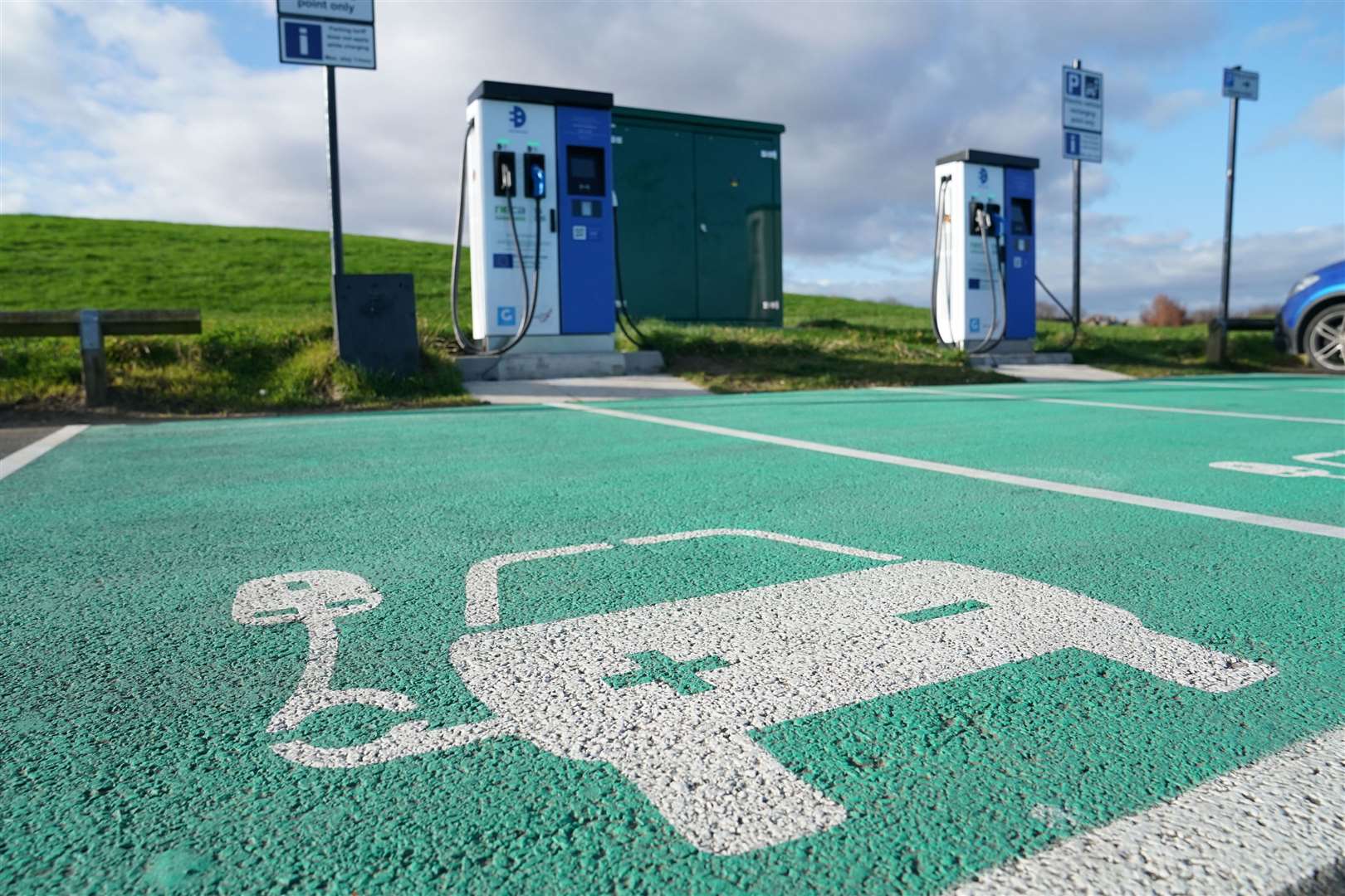 Electric vehicle charging points (Owen Humphreys/PA)