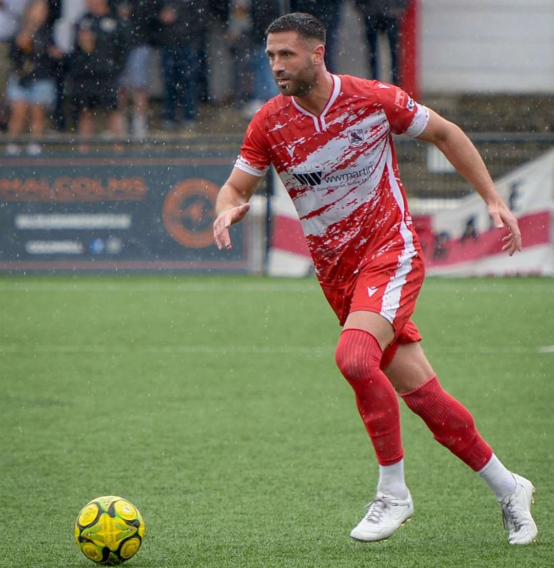 Jay Leader - got Ramsgate’s second in their Boxing Day 2-2 draw at Margate in Isthmian South East. Picture: Stuart Watson