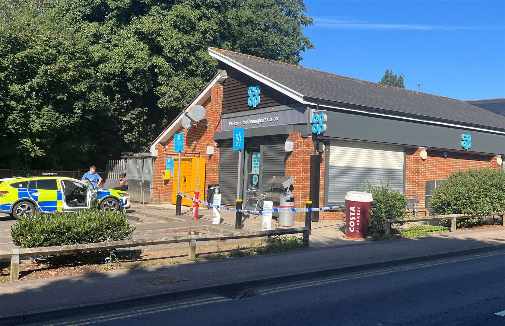 Co-op in Faversham Road, Kennington, has been taped off by police following early-hours raid