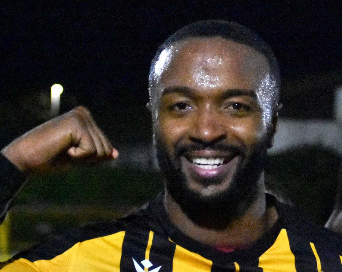 Skipper Ian Gayle expresses his delight after a win for Folkestone over Wingate & Finchley. Picture: Randolph File