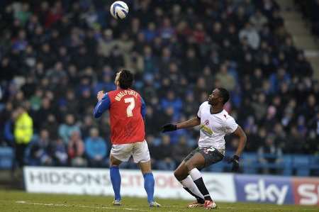 Amine Linganzi plays for Accrington against the Gills Picture: Barry Goodwin