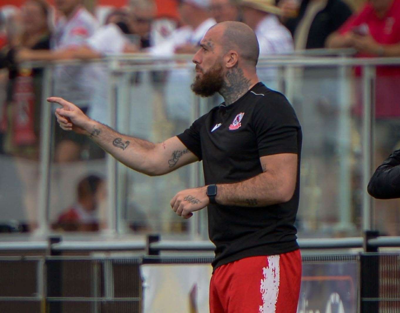 Joe Ellul gives instructions from the sideline following his return to Ramsgate as player-assistant boss. Picture: Stuart Watson