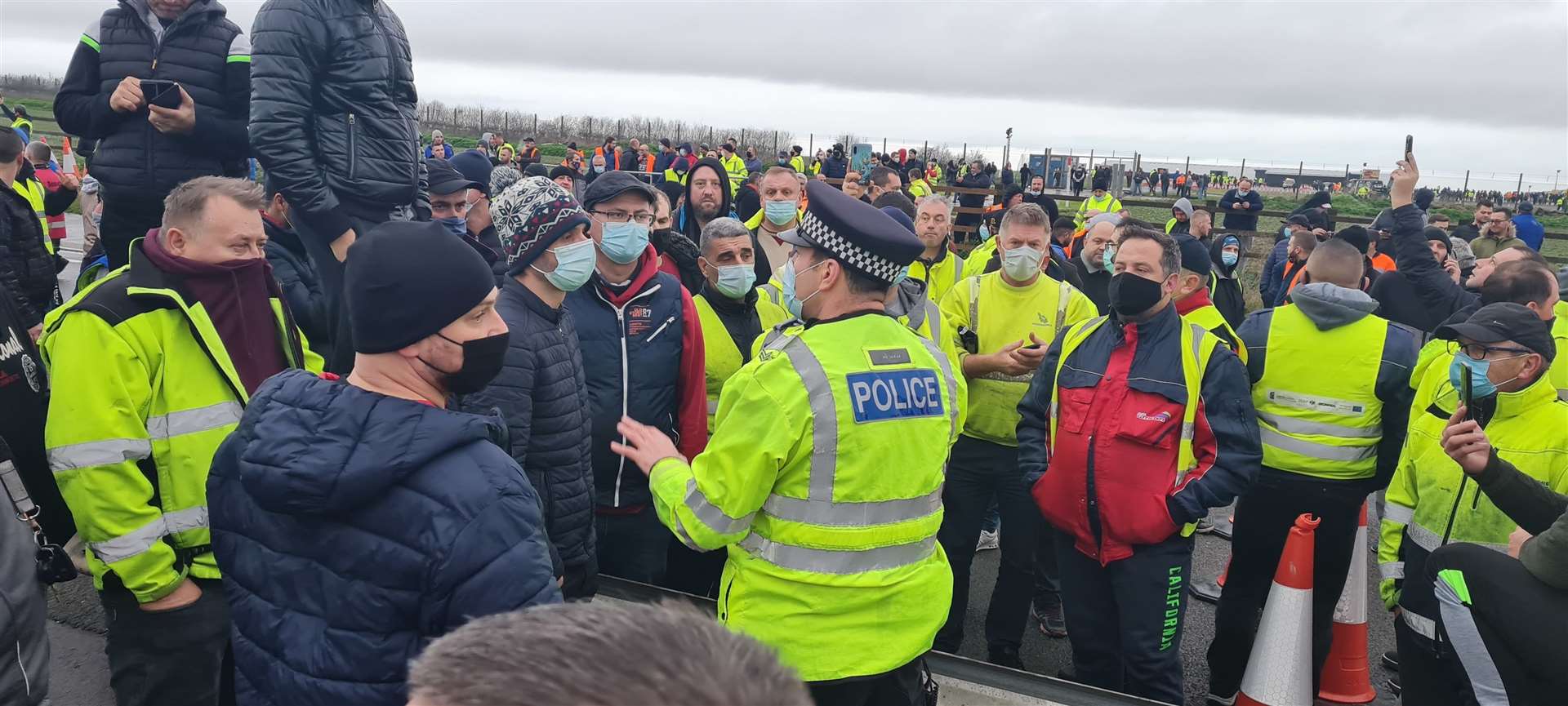 Drivers speak to police at Manston