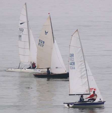 James Bell & Lynne Rochat (Nearest camera) head for the first mark in race one
