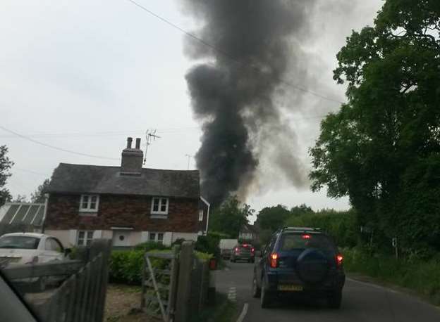 Smoke from the fire in Paddock Wood. Pic: Paddock Wood Chat & Share.
