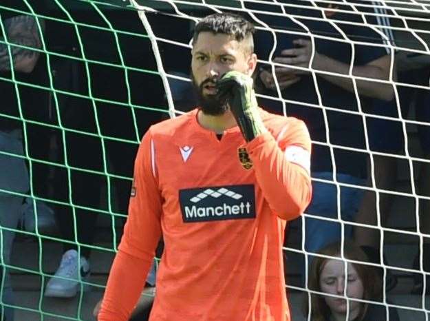 Maidstone United goalkeeper Lucas Covolan. Picture: Steve Terrell