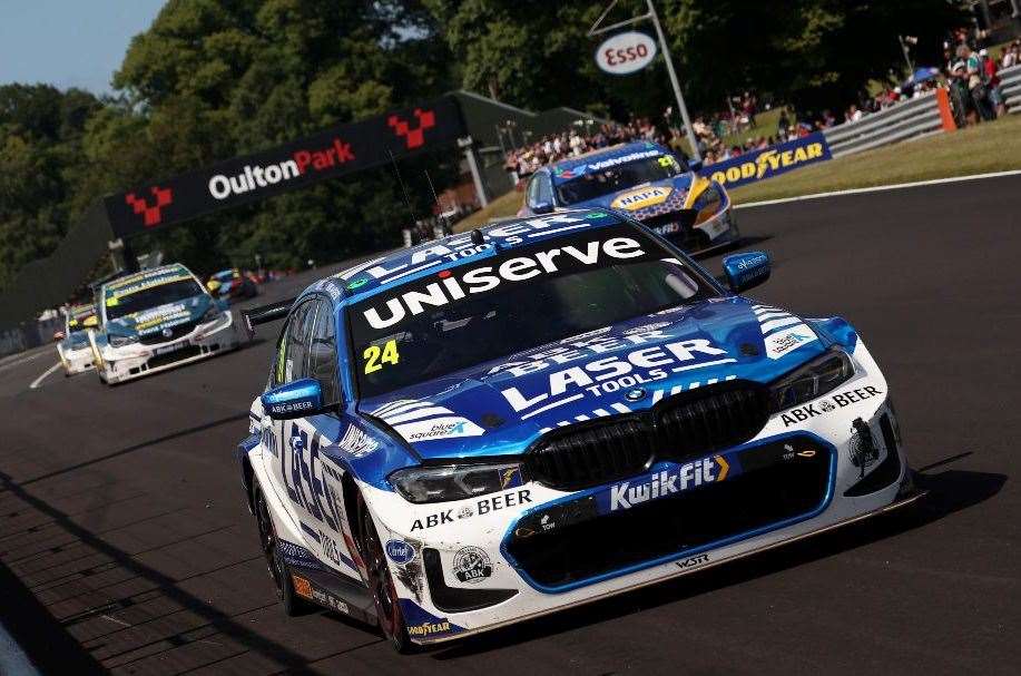 Jake Hill led the BTCC standings going into the summer break after more good work, this time at Oulton Park. Picture: Jakob Ebrey/BMW