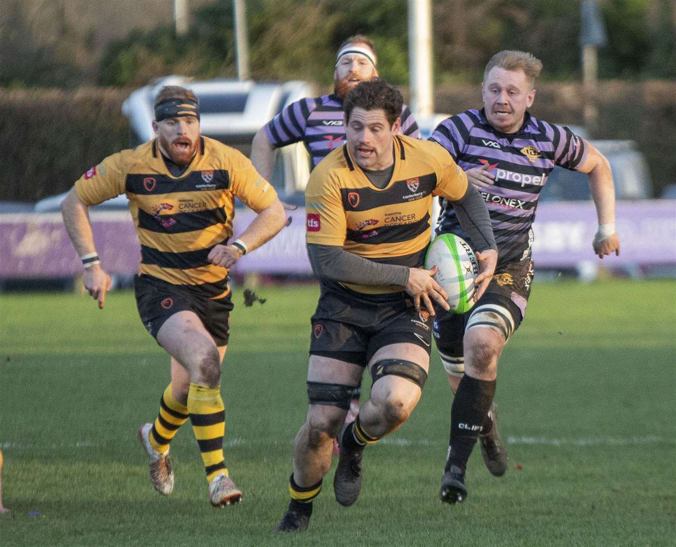 Canterbury's Alex Evans powers forward against Clifton. Picture: Phillipa Hilton