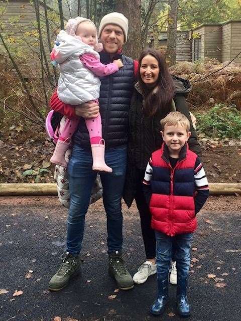 (From left) Mollie Lawson, 4, Dale Lawson, 42, Emily Barker, 32 and their son Jacob Lawson, 7. Credit: Emily Barker