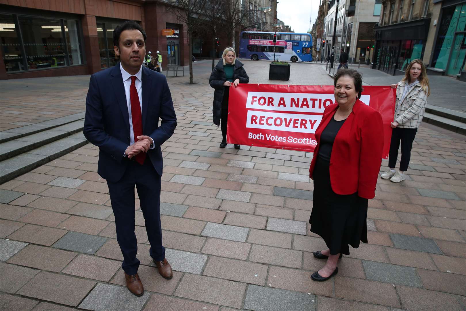 Scottish Labour leader Anas Sarwar and Jackie Baillie hope to hold on to her Dumbarton seat (Andrew Milligan/PA)