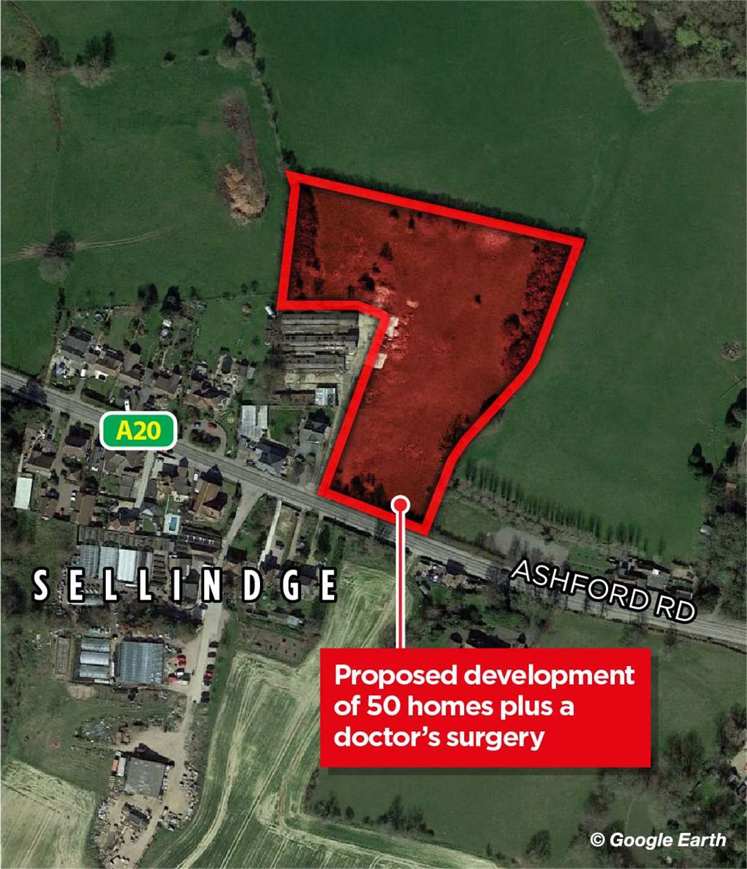 Where the homes would be located in Sellindge