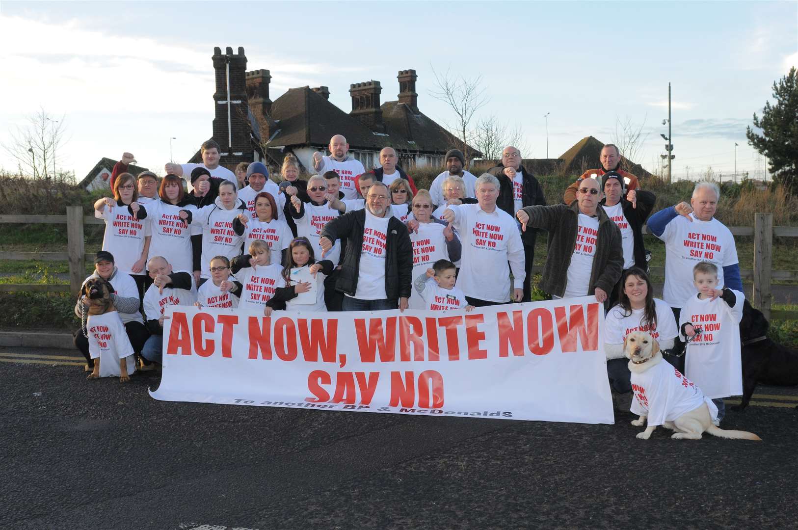 BP Protest group at Tollgate Services in Gravesend