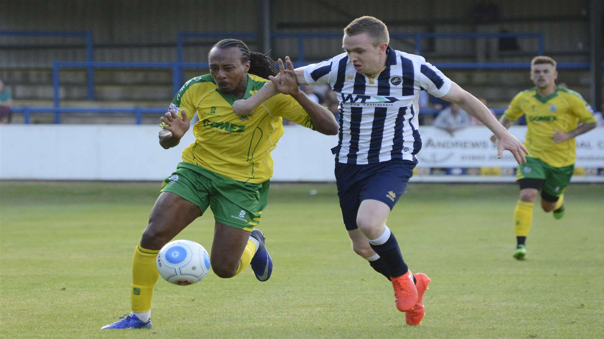 Dover's Ricky Modeste takes on Millwall during Tuesday's 2-0 win at Crabble. Picture: Paul Amos