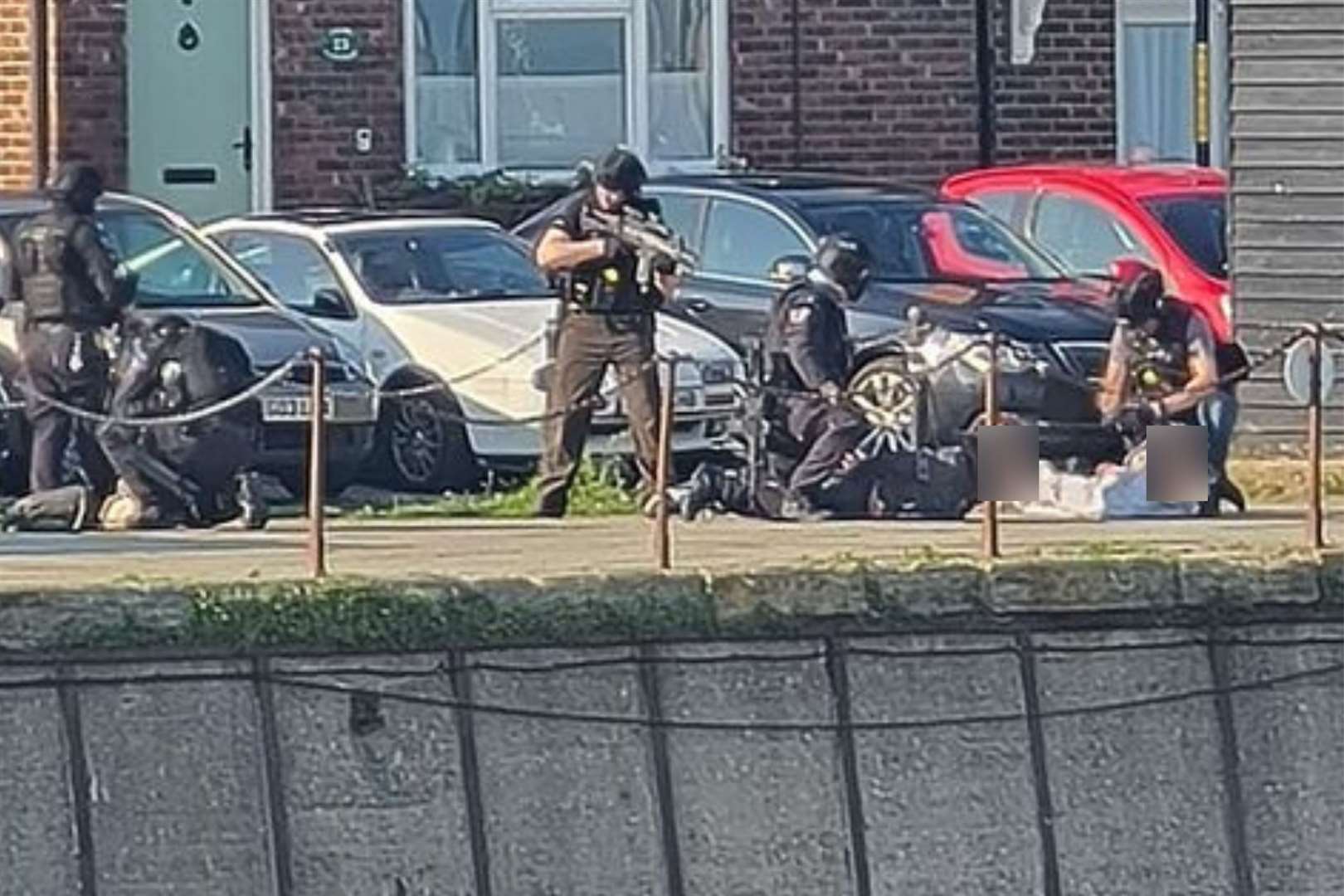 Armed police were seen arresting two people at gunpoint. Photo: Richard Plested