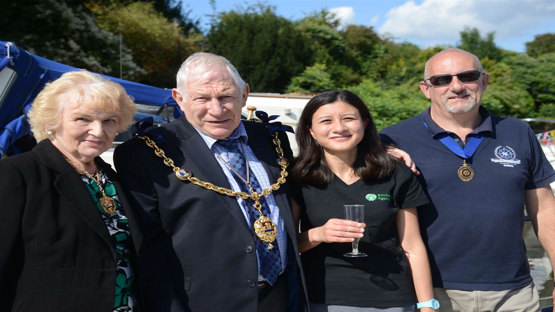 Brenda Greer, mayoress, Cllr Malcolm Greer, the Mayor of Maidstone with Julie Foley from the Environment Agency and Mark Smurthwaite