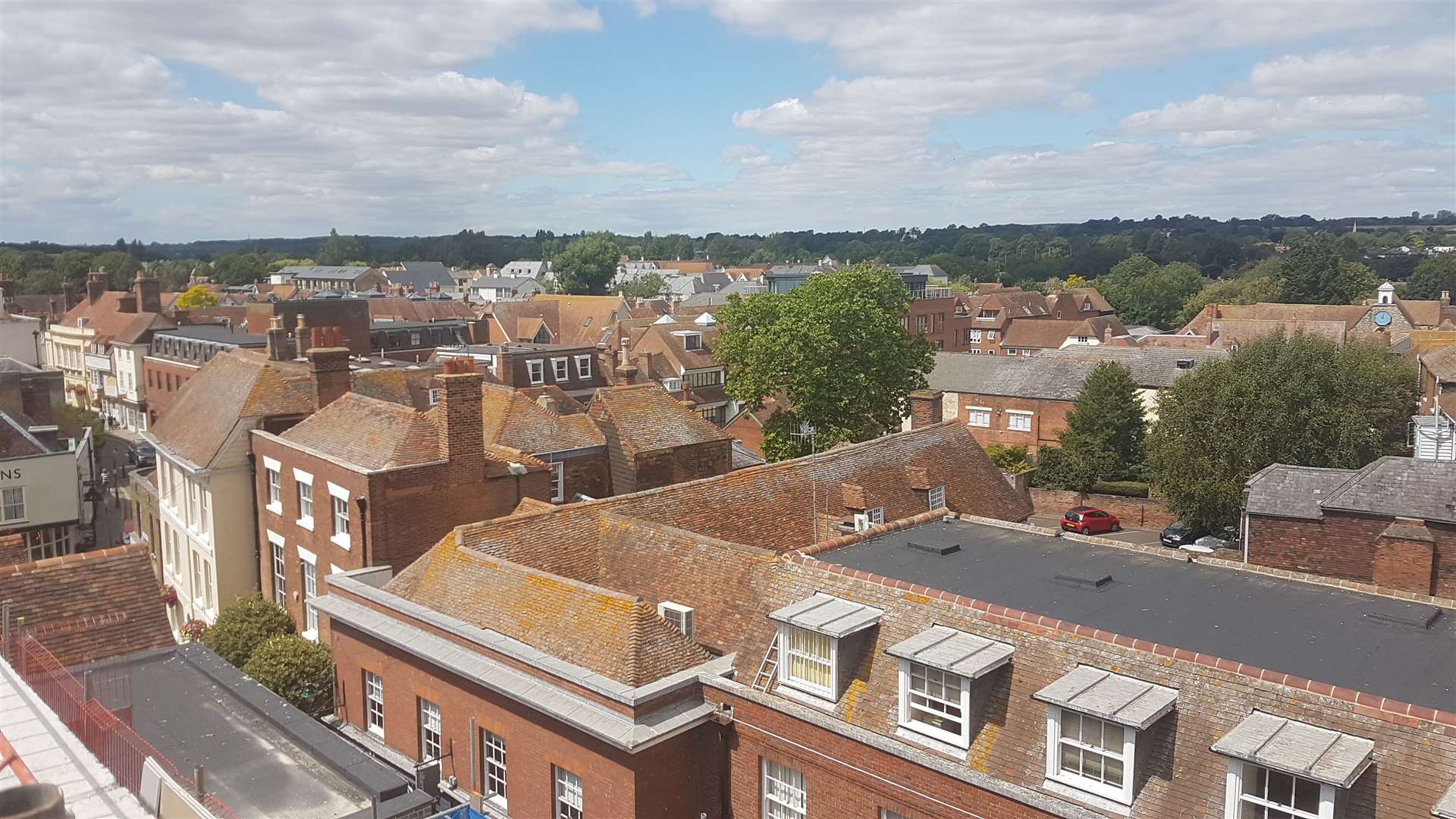 Looking down from the top floor towards St Margaret's Street below and Stour Street beyond