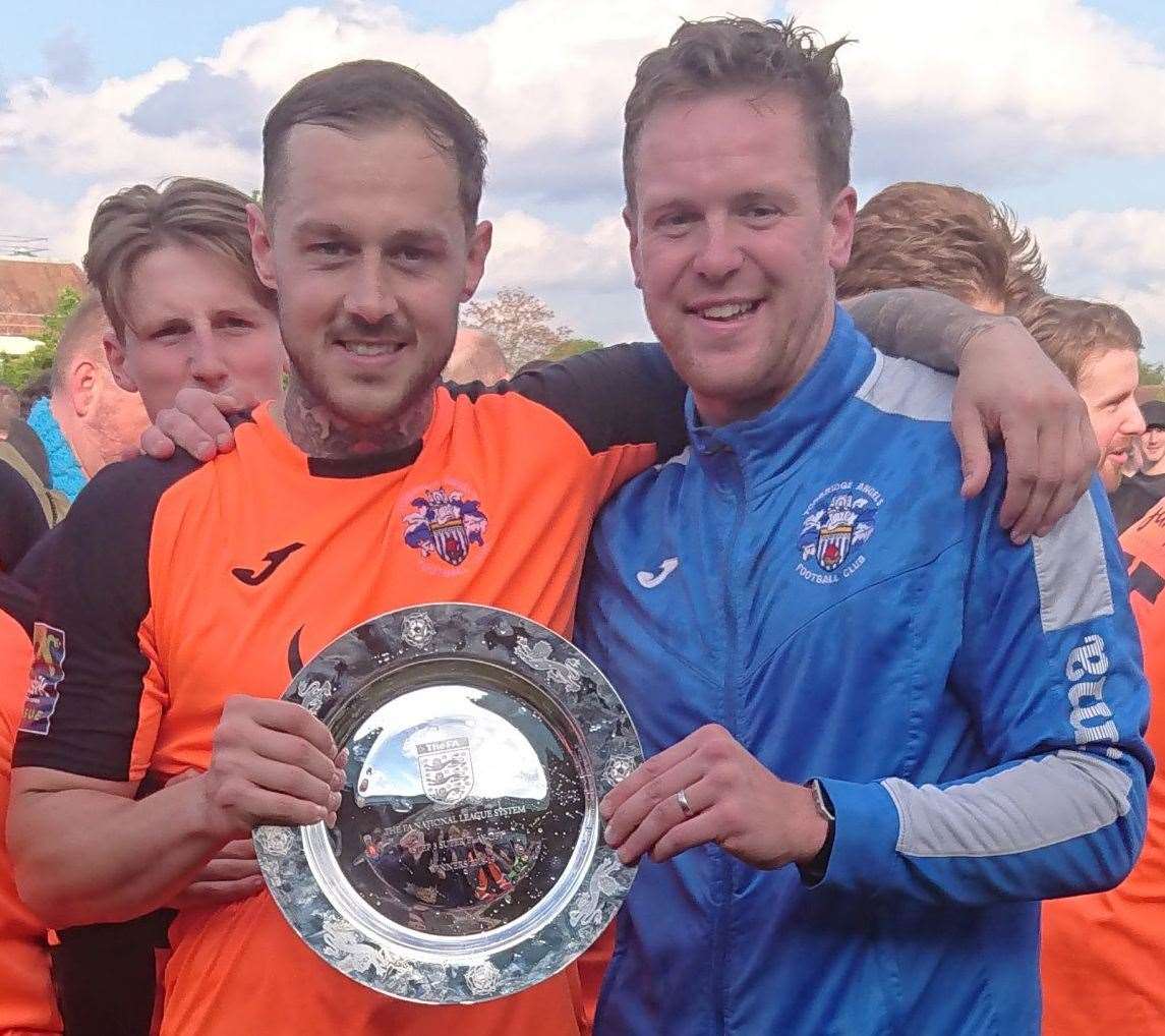 Tonbridge's Arthur Lee and Sonny Miles celebrate promotion