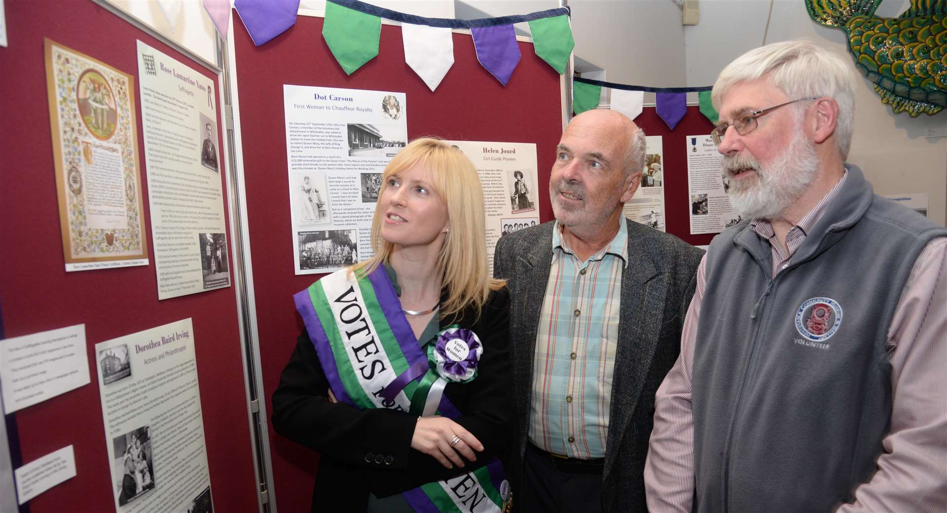 Rosie Duffield MP with Whitstable Museum's Brian Hitchin and Peter Banbury at the opening of the Extraordinary Women of Whitstable exhibition Picture: Chris Davey