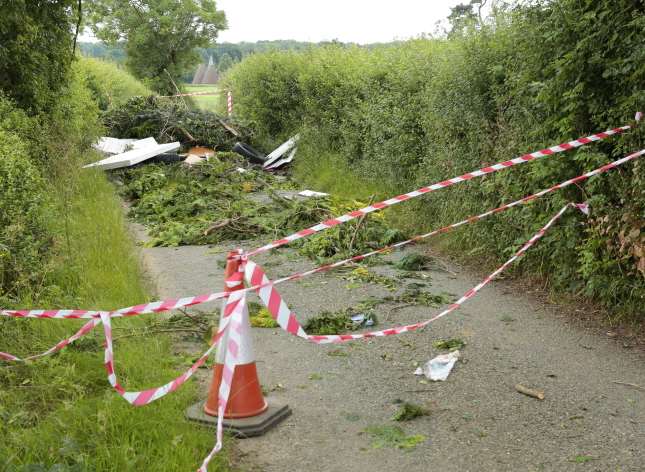 The road has been taped off. Picture: Martin Apps