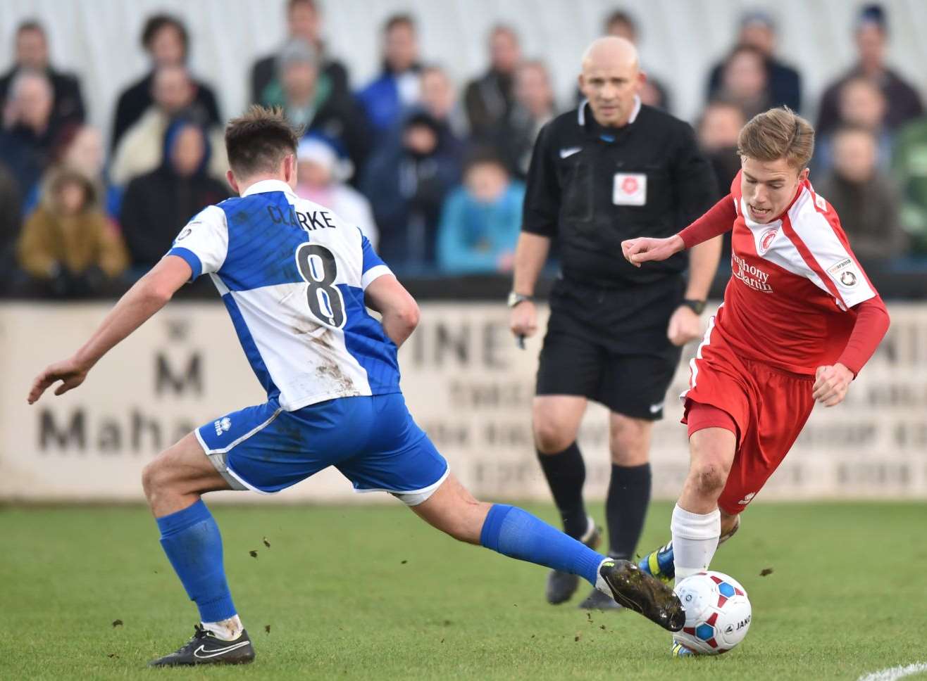 Sam Corne is action against Bristol Rovers. Picture: Keith Gillard