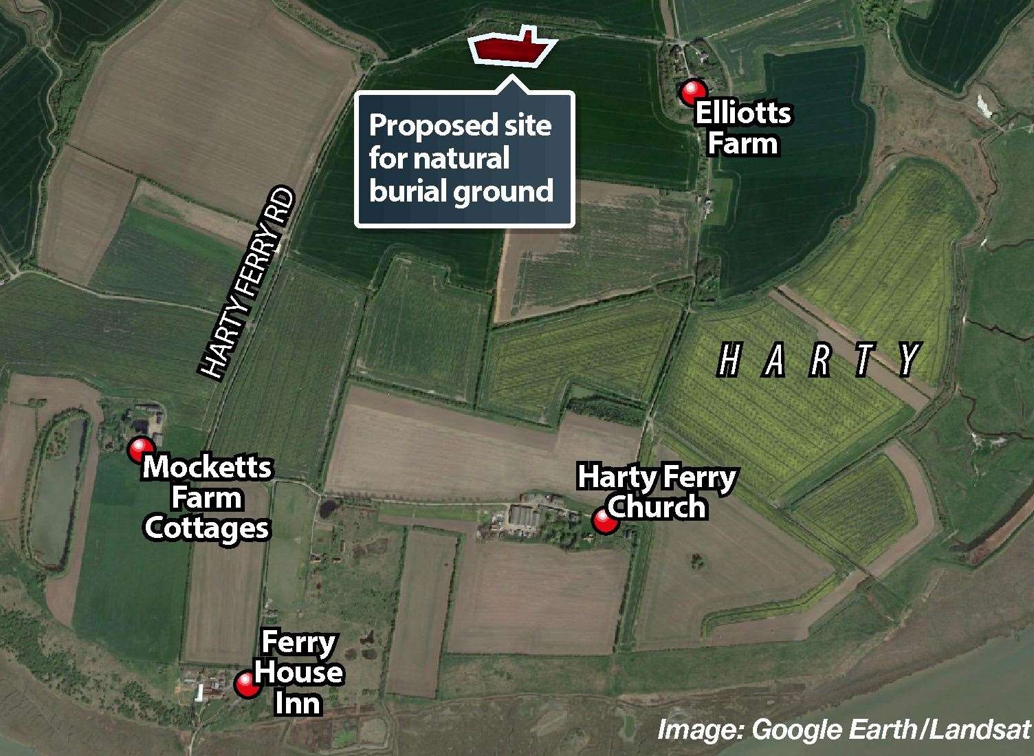 A graphic showing whereabouts the proposed natural burial ground would be at Harty