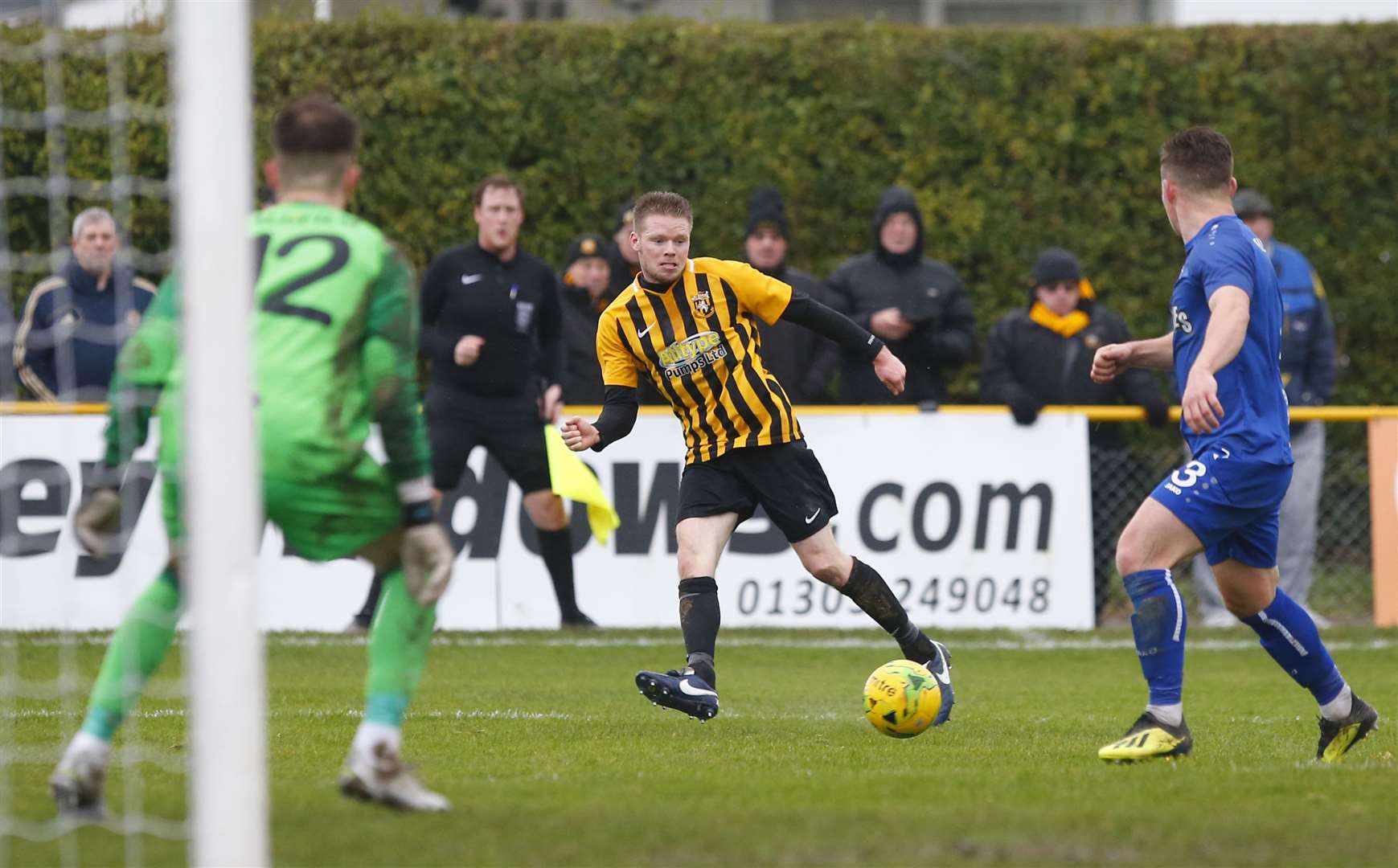 Folkestone's Scott Heard in Isthmian League action against Margate last season.Picture: Andy Jones (42286126)