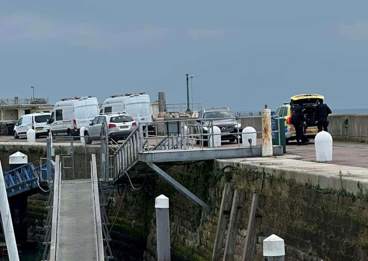 Armed police and emergency services were seen at Ramsgate harbour. Picture: Matt Sharp