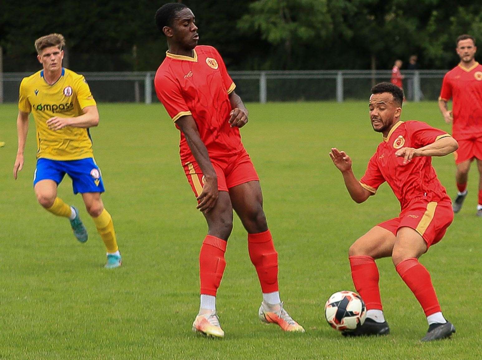 Whitstable's Karn Miller-Neave in action during their 1-1 weekend draw at Redhill at the end of pre-season. Picture: Les Biggs