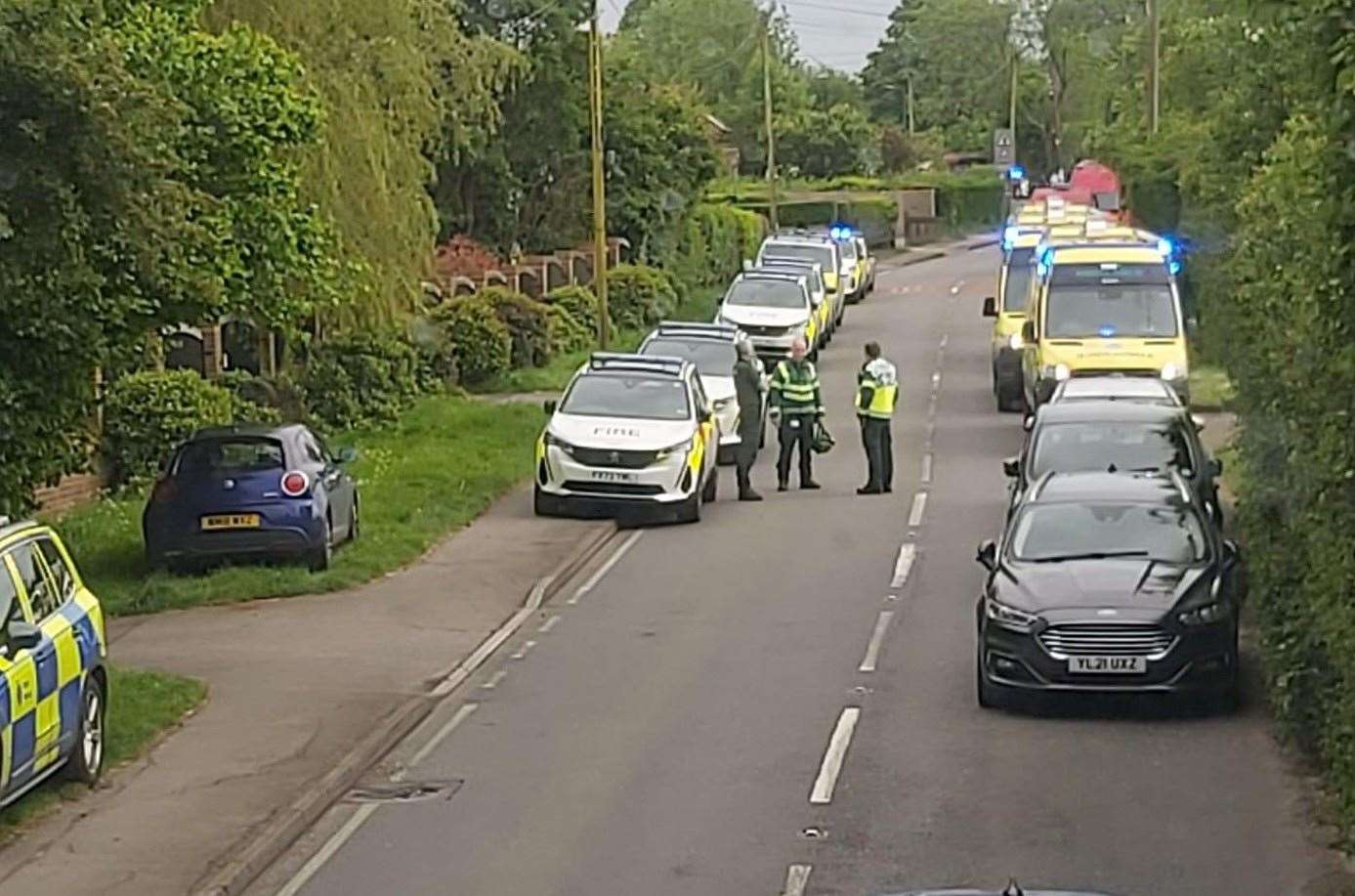 Several police and ambulance cars were sent to the scene at around 3.25pm. Picture: John Dalton