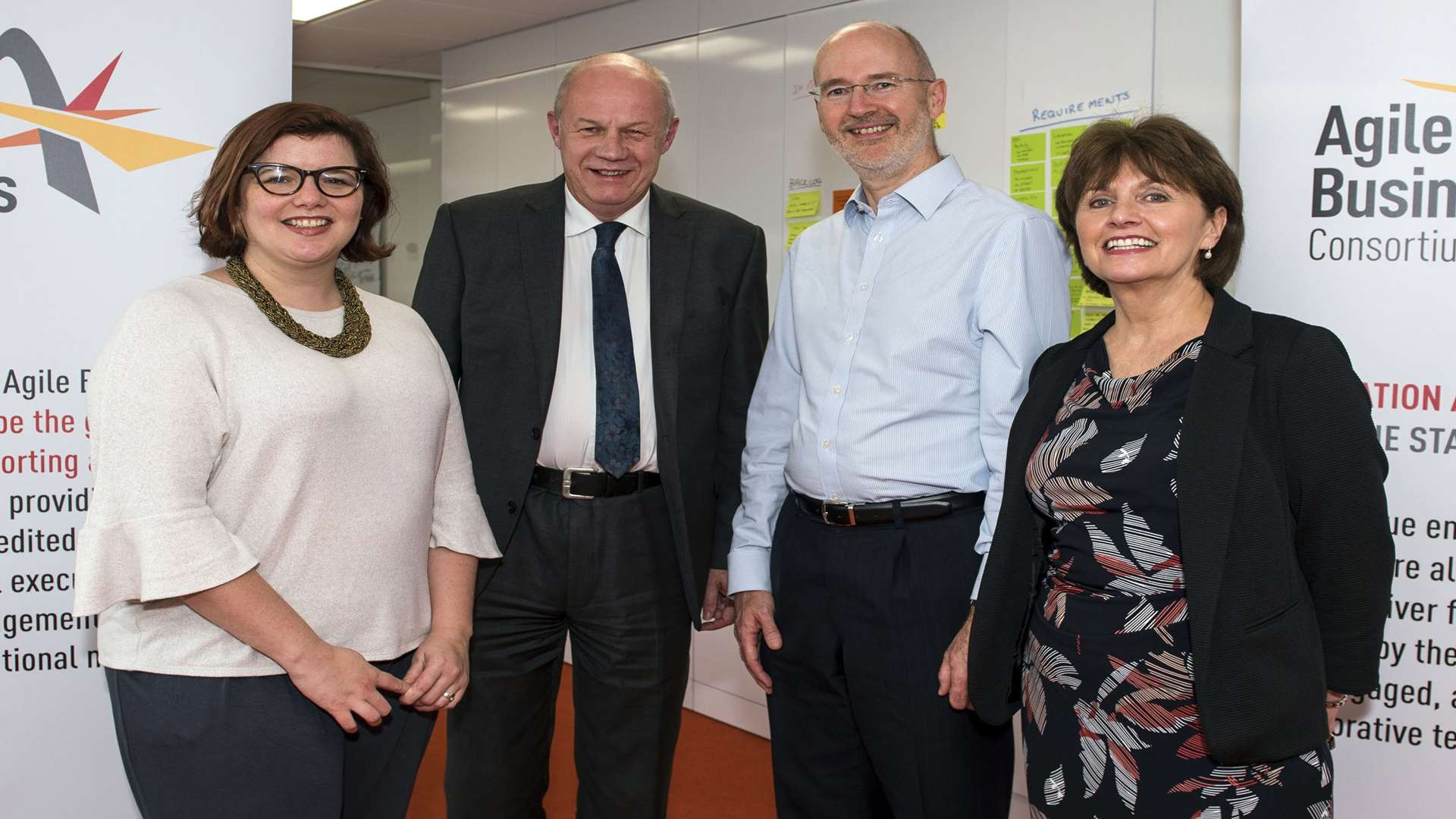 From left, Agile marketing and relationships manager Tamsin Fox-Davies, Damian Green MP, Agile chair Geof Ellingham and chief executive Mary Henson