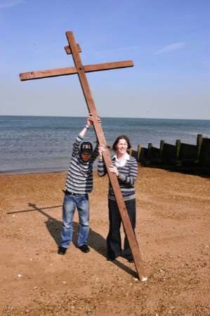 Preparing for the crucifixion. Picture: Barry Goodwin