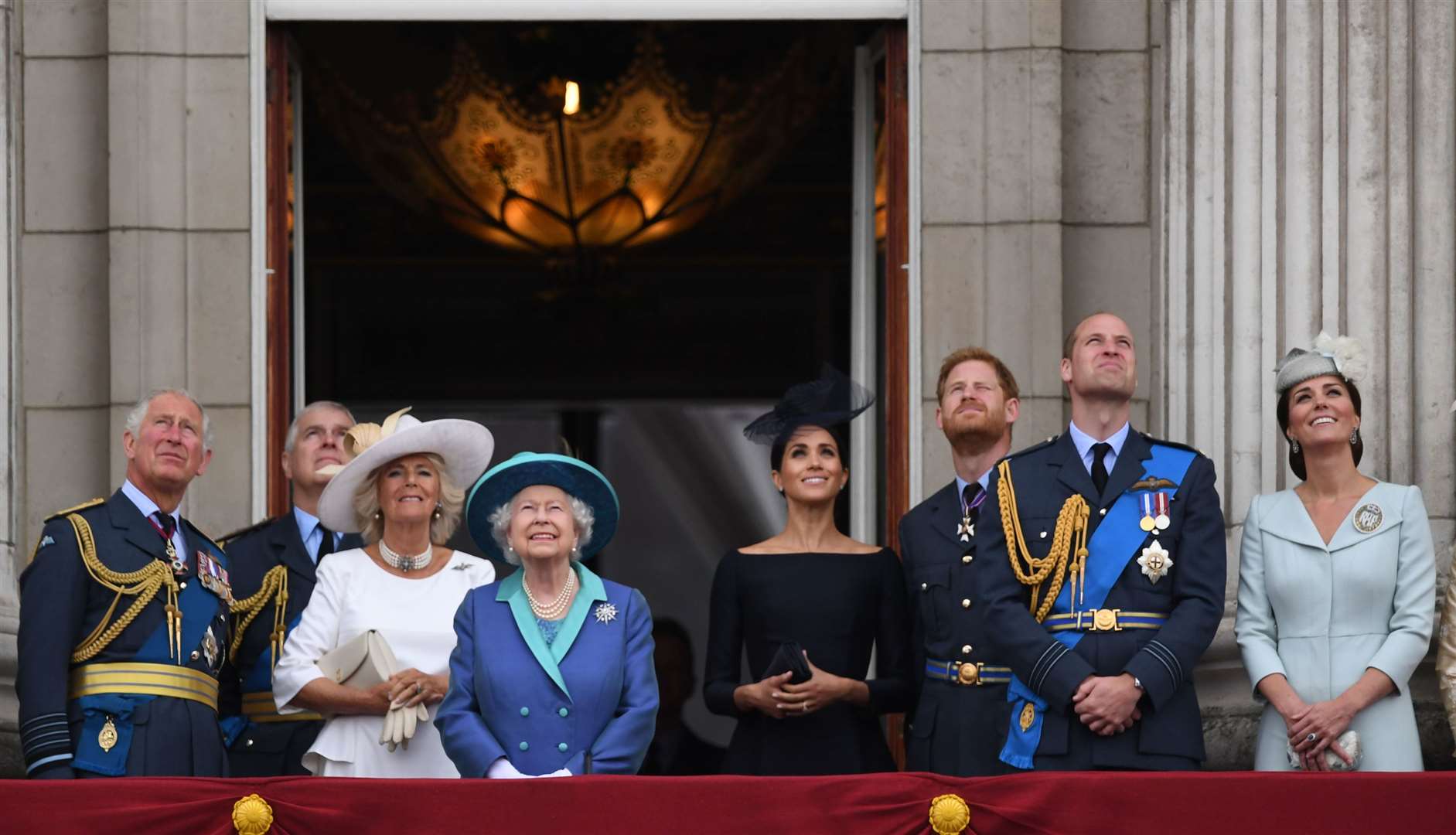 The royals on the balcony (Victoria Jones/PA)