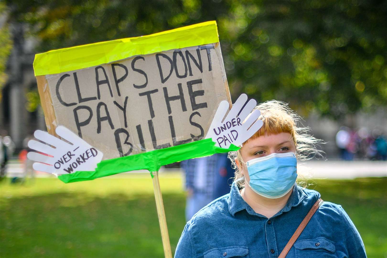 Many protesters made it clear applause for NHS workers won’t help them pay their bills (Ben Birchall/PA)