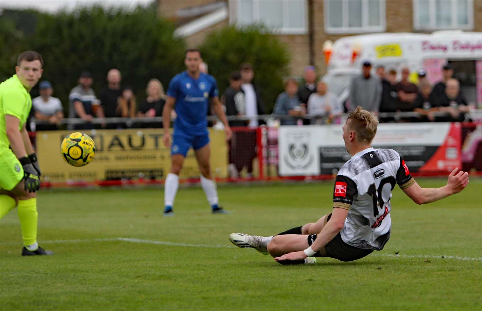 Ben Chapman slices his close-range effort over for Deal Town. Picture: Paul Willmott