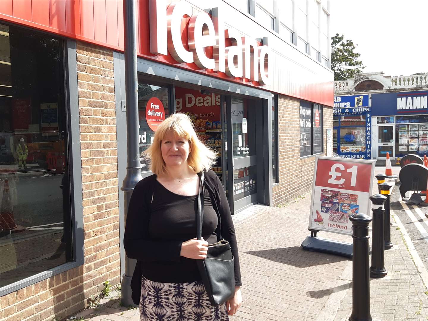 Caroline Smith outside the Iceland Store in Market Street where the town's improvement works are taking place