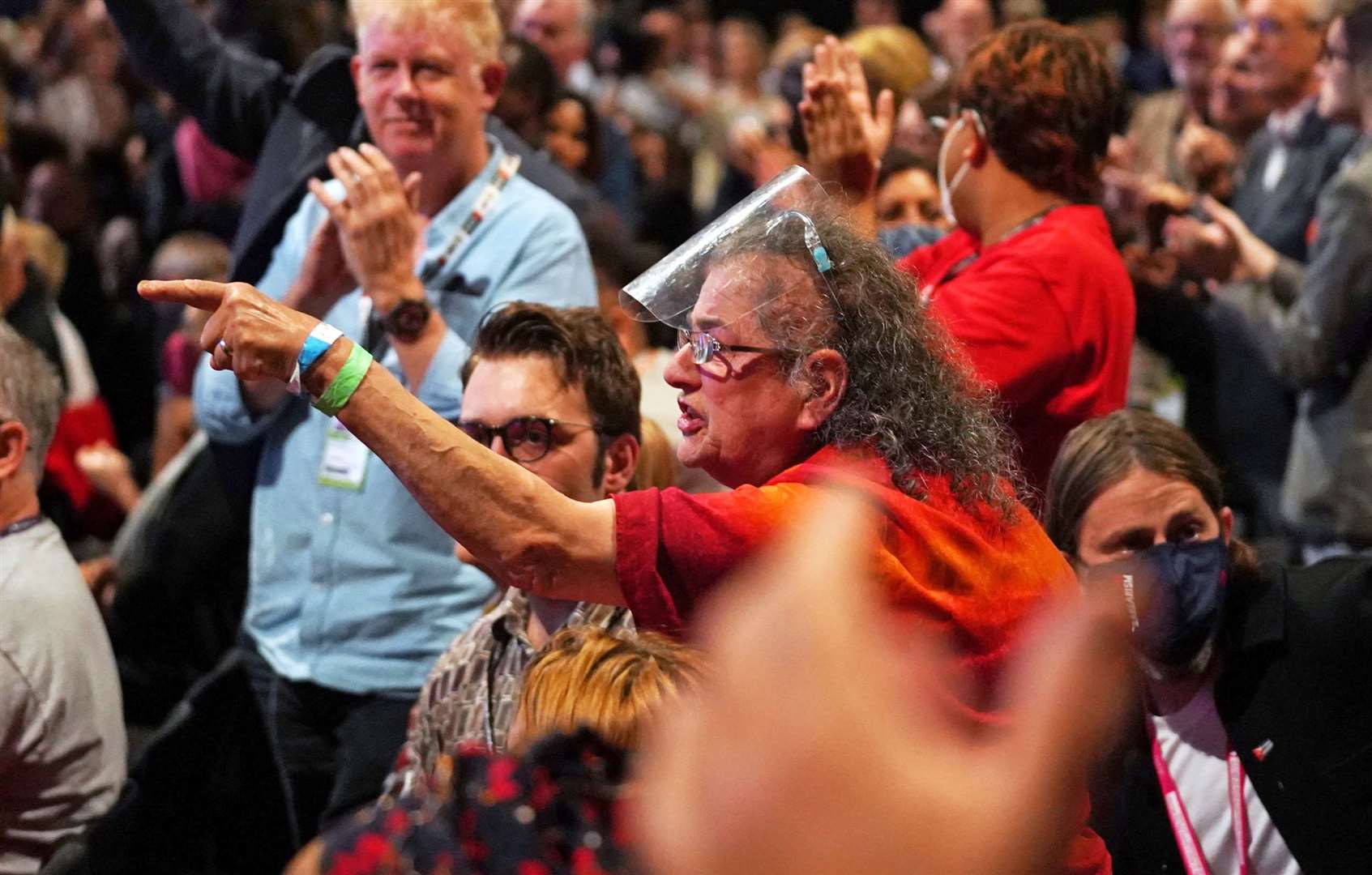 Carole Vincent heckles Sir Keir Starmer’s keynote speech during the Labour Party conference . Picture date: Wednesday September 29, 2021.