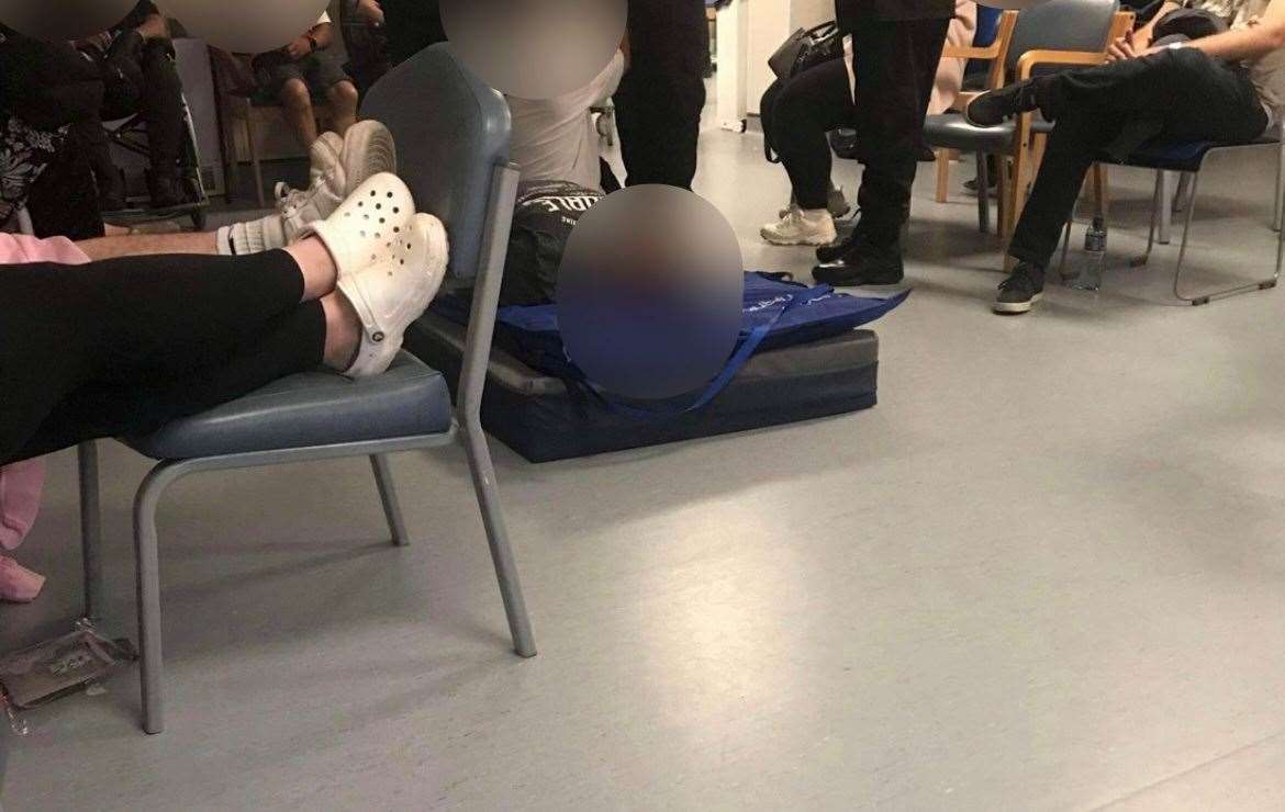 A patient convinced his friend to bring him a mattress to lay on after becoming frustrated with delays at the William Harvey Hospital in Ashford